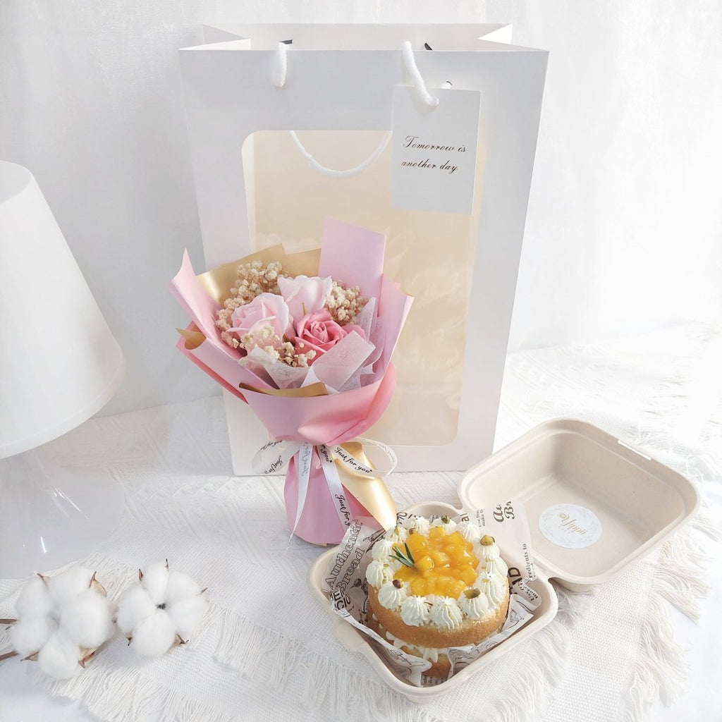 Bento Cake + 3s Soap Flower (Pink) 11.11 Sales - YippiiGift