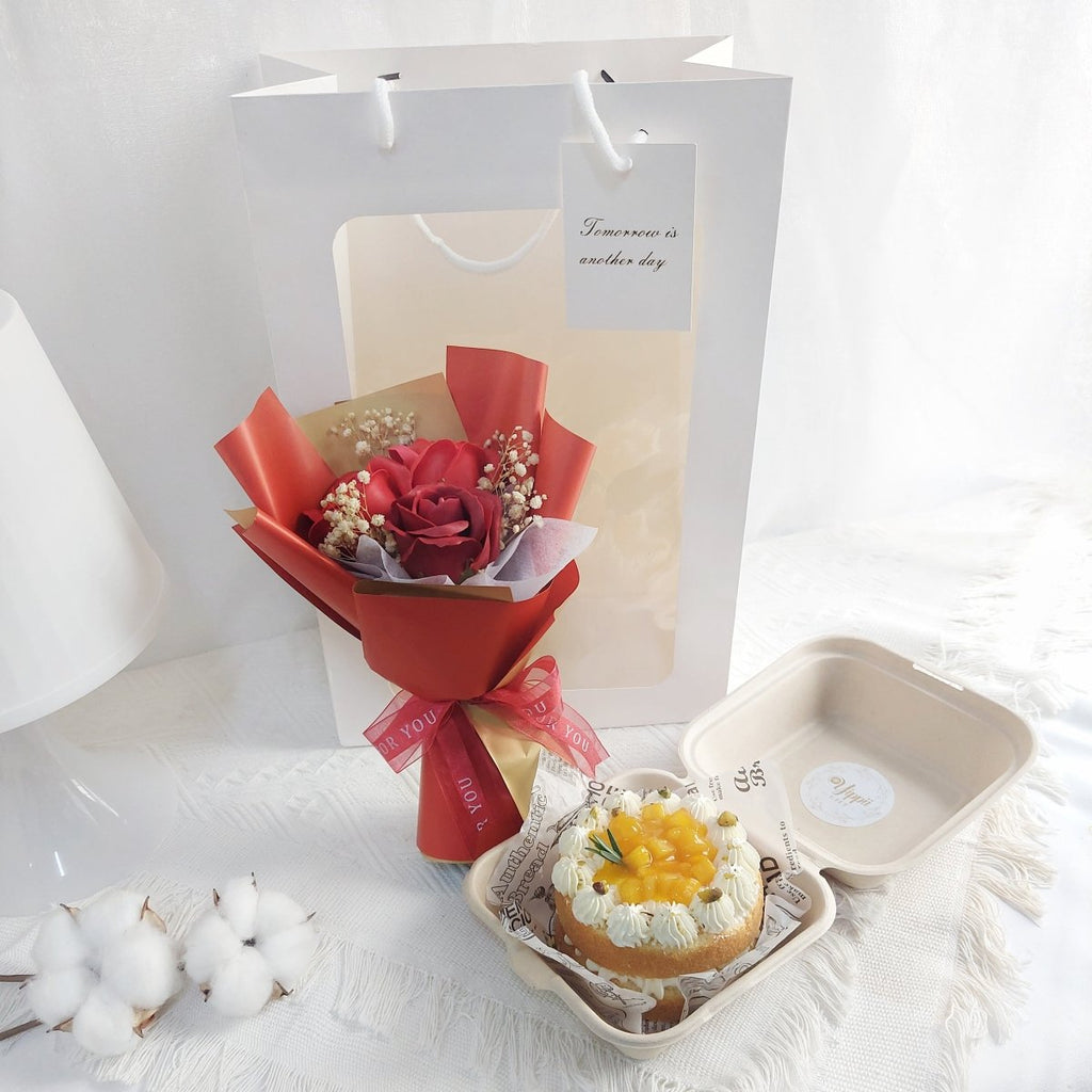 Bento Cake + 3s Soap Flower (Red) 11.11 Sales - YippiiGift