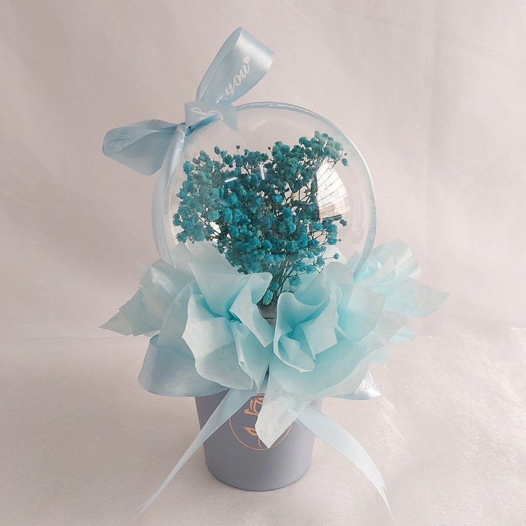Blue Baby Breath Acrylic Ball Flower Box - YippiiGift