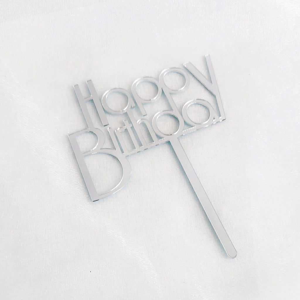 Cake Topper - Happy Birthday (Silver_b) - YippiiGift