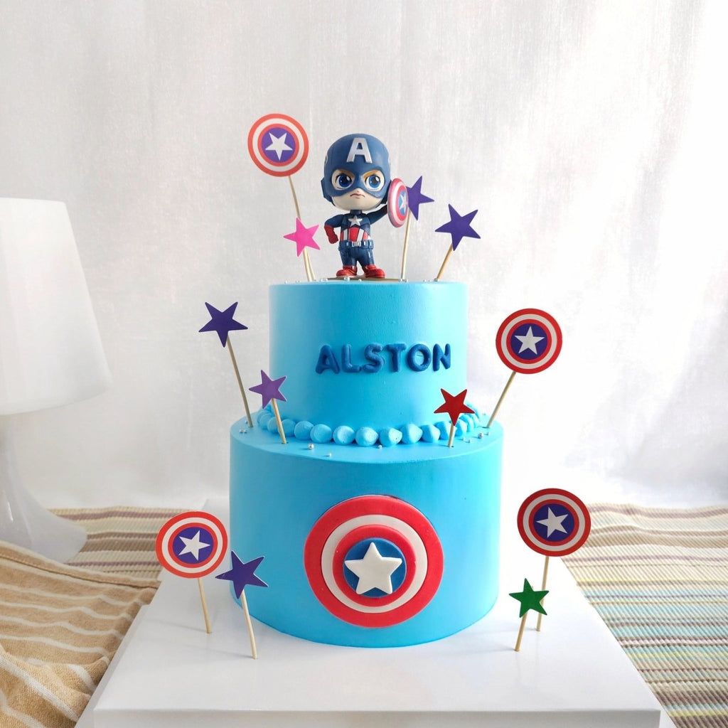 Captain America Two Tier Cake 5 Inch + 7 Inch (Toy) - YippiiGift