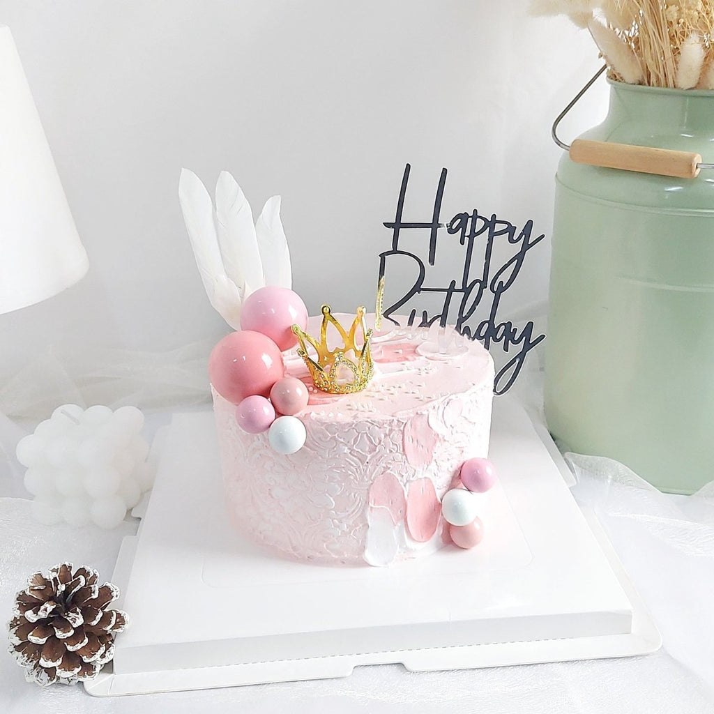 Crown Lace Feather Cake 6 Inch - YippiiGift
