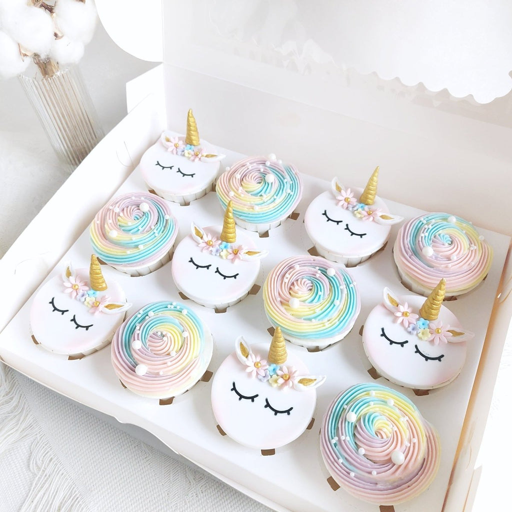 Cupcake-Pastel Unicorn 12 Pcs (Fondant) - YippiiGift
