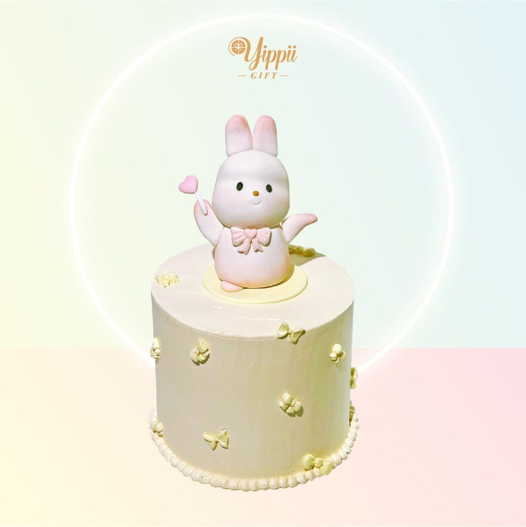 Custom Lovely Bunny Cake 6 Inch (Fondant) - YippiiGift