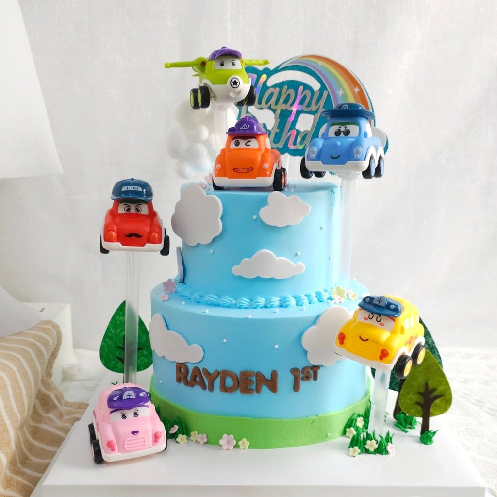 Flying Cars Cake Two Tier 5 Inch + 7 Inch (With Toy) - YippiiGift