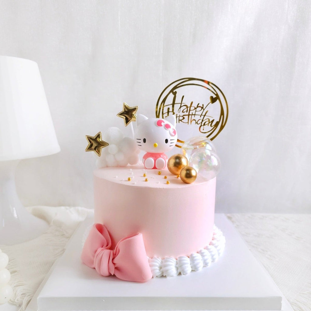 Hello Kitty Cake 6 inch Pink-Gold (With Toy) - YippiiGift