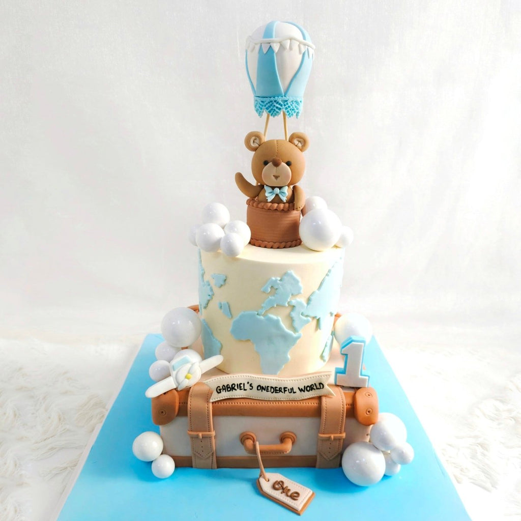 Luggage Bear Cake 5 Inch + 7 Inch (Fondant) - YippiiGift