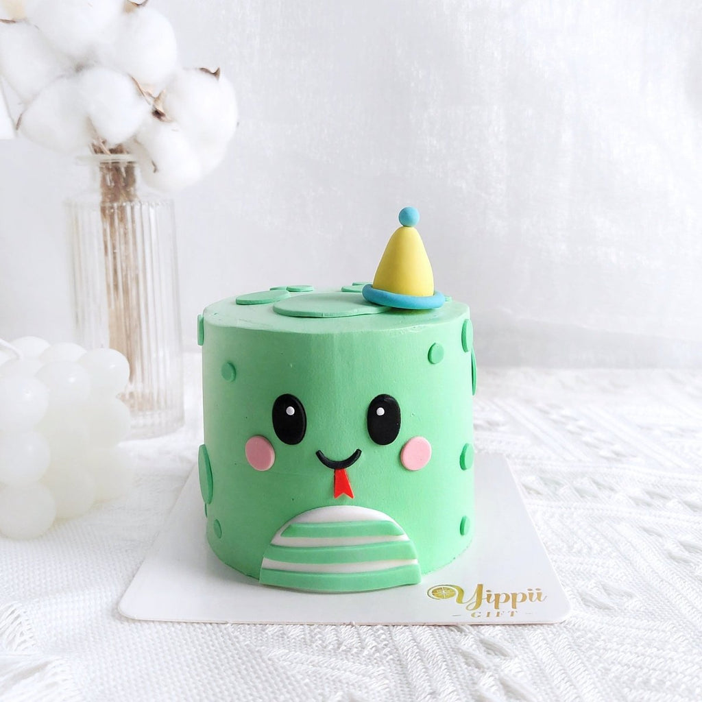 Mini Character Design Cake 3 Inch - Green Snake - YippiiGift