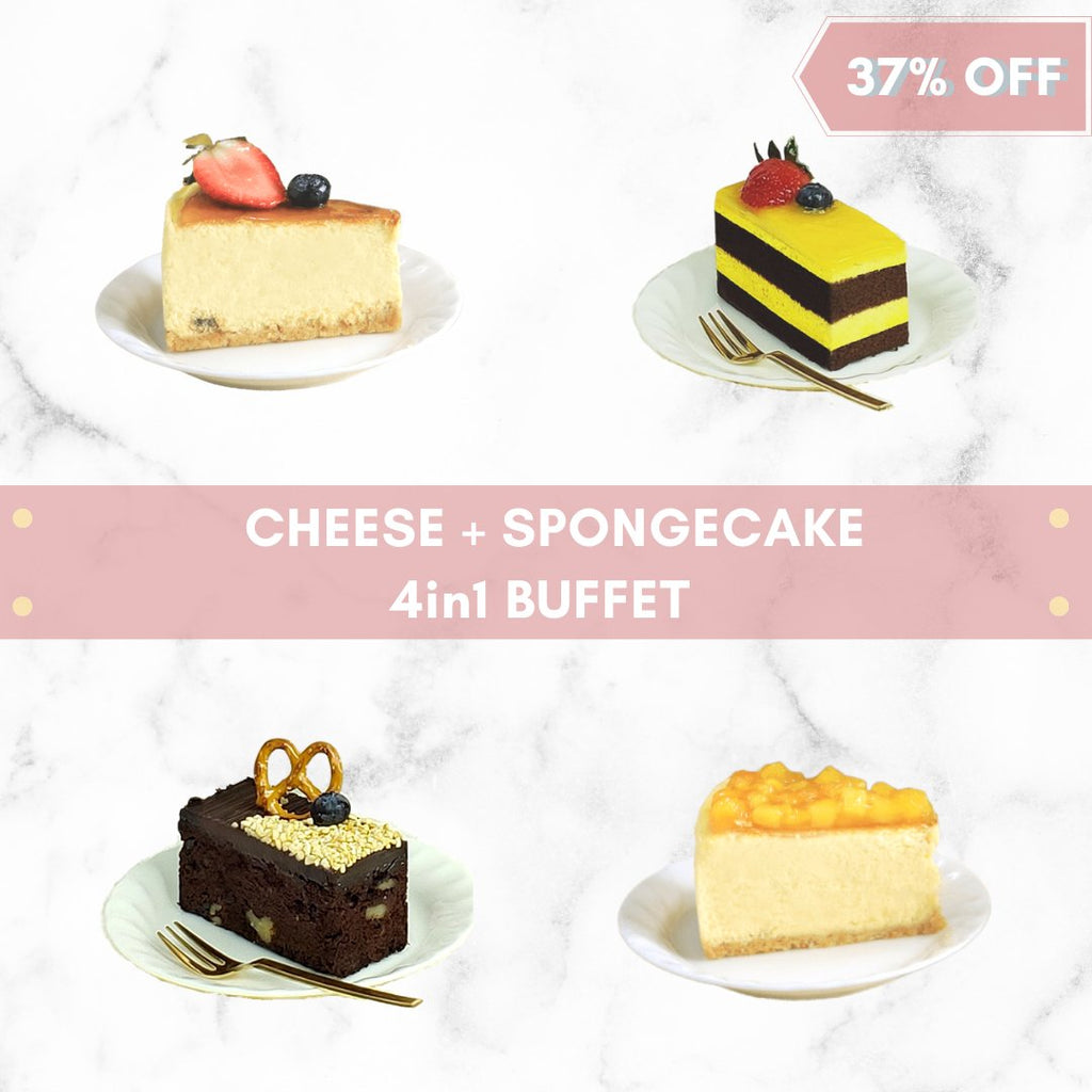 Mix Cake Buffet | Cheese Cake + Sponge Cake (2+2 Slices) - YippiiGift