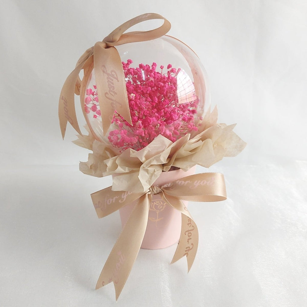 Pink Baby Breath Acrylic Ball Flower Box - YippiiGift