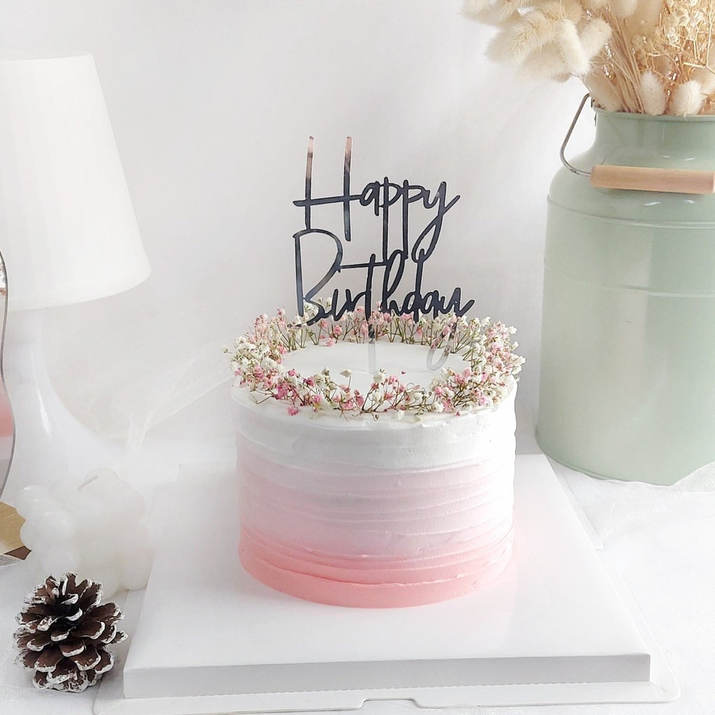 Pink Ombre Baby Breath Flower Cake 6 Inch - YippiiGift