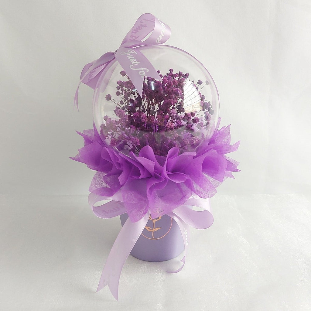 Purple Baby Breath Acrylic Ball Flower Box - YippiiGift
