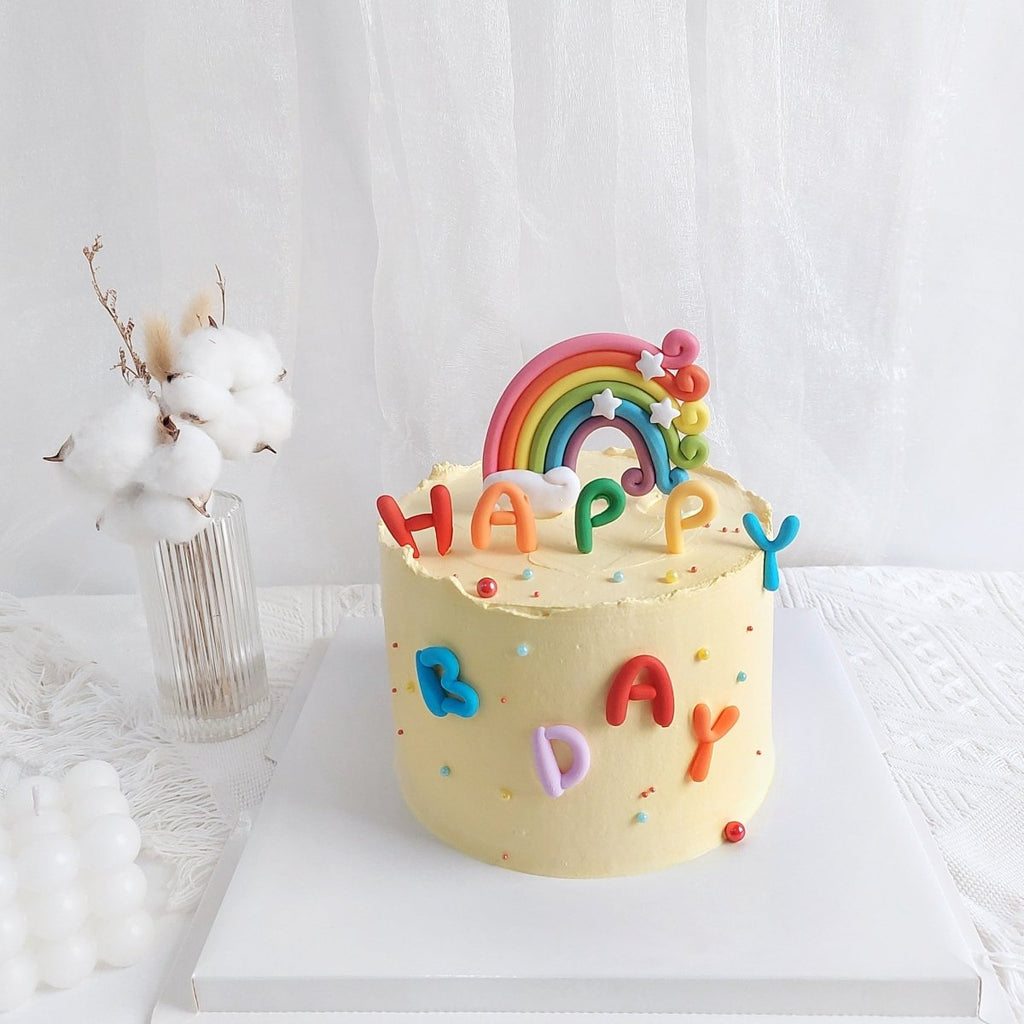 Rainbow Happy BDay Cake 6 Inch - YippiiGift