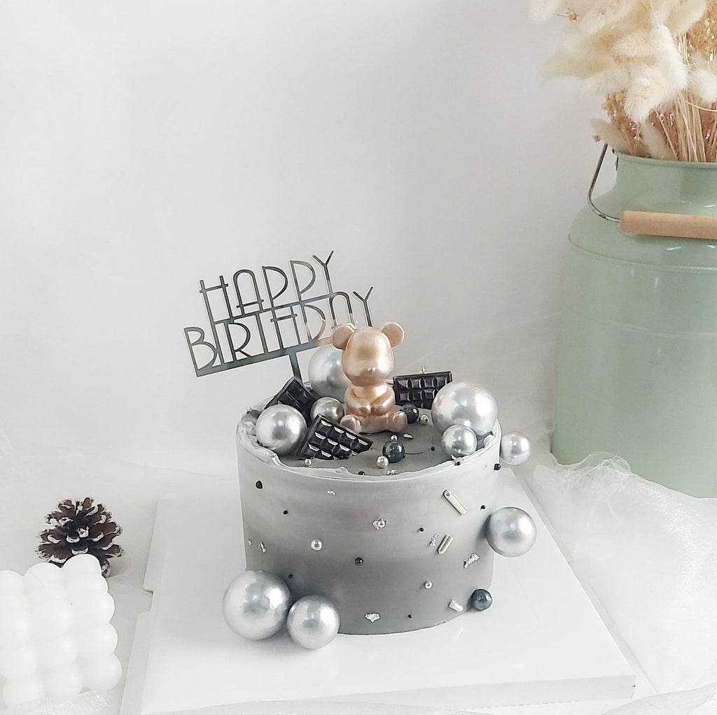 Silver Gold Bearbrick Cake 6 Inch - YippiiGift