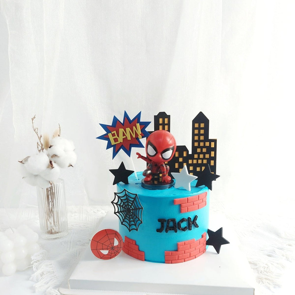 Spiderman Blue Cake 6 inch (With Toy) - YippiiGift