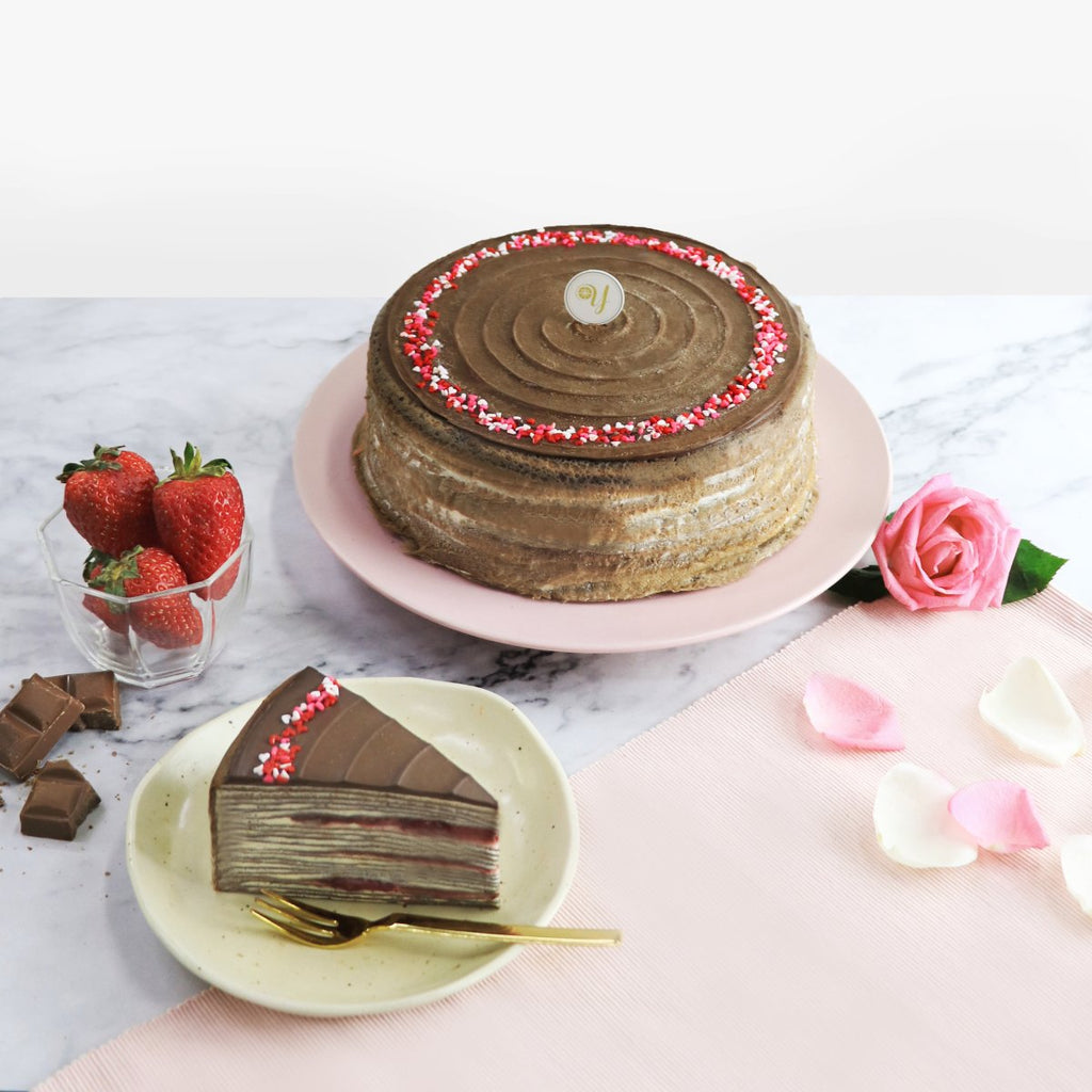 Strawberry Chocolate Mille Crepe Cake - YippiiGift