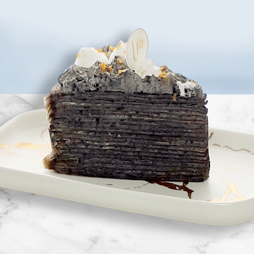 Toasty Black Sesame Mille Crepe Cake (Slice) - YippiiGift